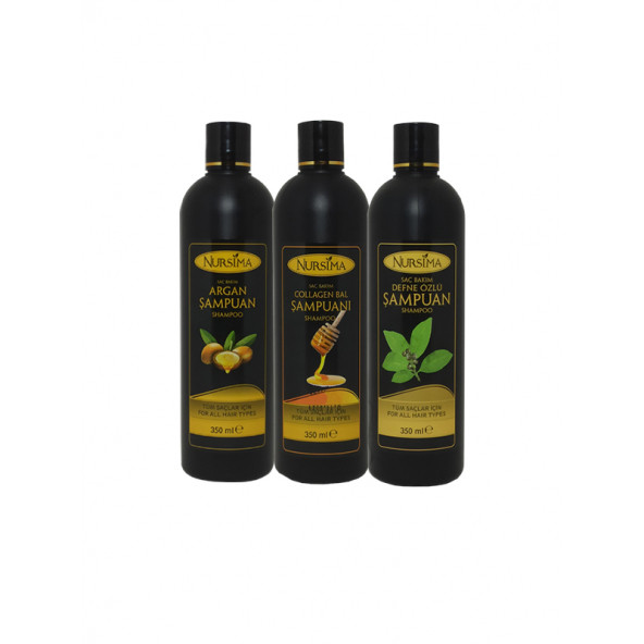 Siftaholsun Bitki Özlü Argan Şampuanı + Collagen Şampuanı + Defne Şampuanı, 3 x 350 ml