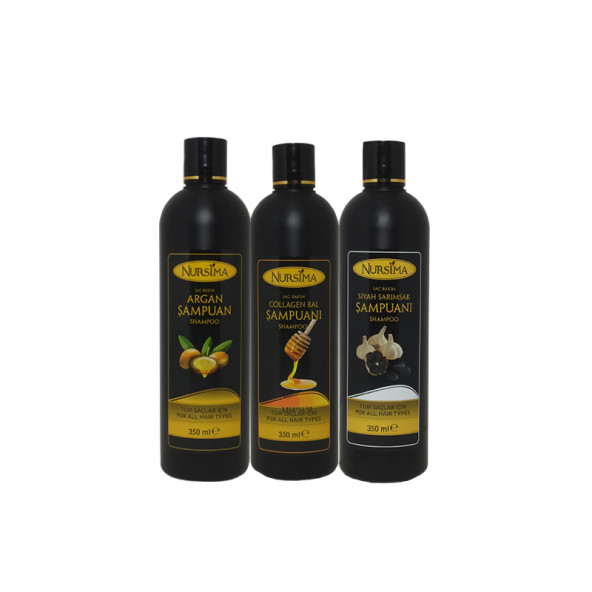 Bitki Özlü Argan Şampuanı + Collagen Şampuanı + S. Sarımsak Şampuanı, 3 x 350 ml