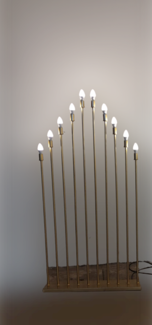 Şamdan Lambader ZLF 10 Mızraklı 1 Adet Model Led Ampüllü  Akrilik Gold Boya El Yapımı - 4
