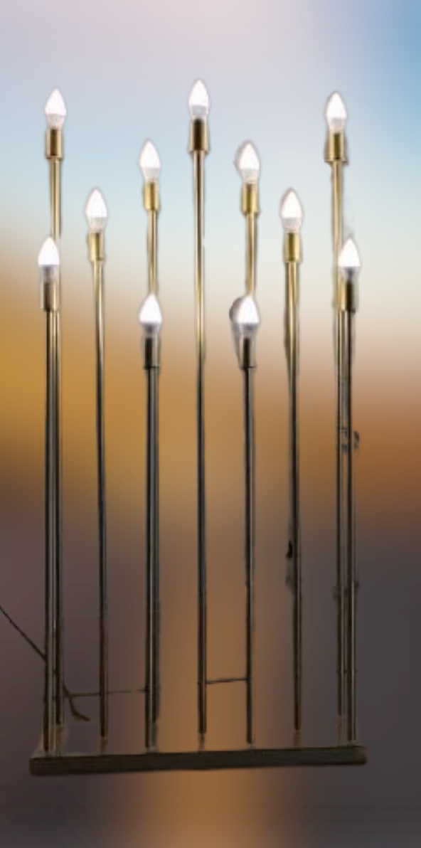 Şamdan Lambader  ZLF 11 Mızraklı 1 Adet Model Led Ampüllü  Akrilik Gold Boya El Yapımı - 3