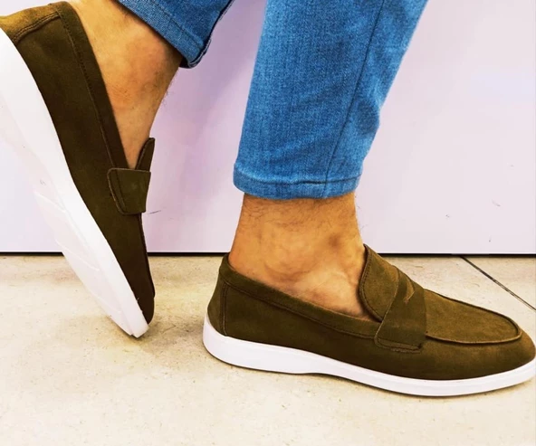 Hakiki Deri Süet  Erkek Günlük Ayakkabı Loafer Ayakkabı - 4