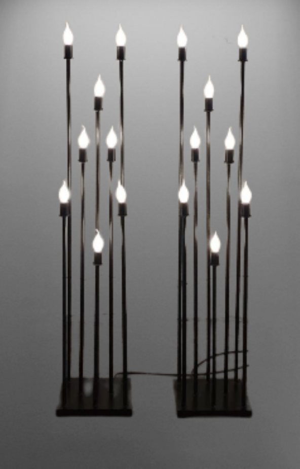 Şamdan Lambader ikili ZLF 8 Mızraklı 2 Adet Model Led Ampüllü Akrilik Siyah Boya El Yapımı - 2