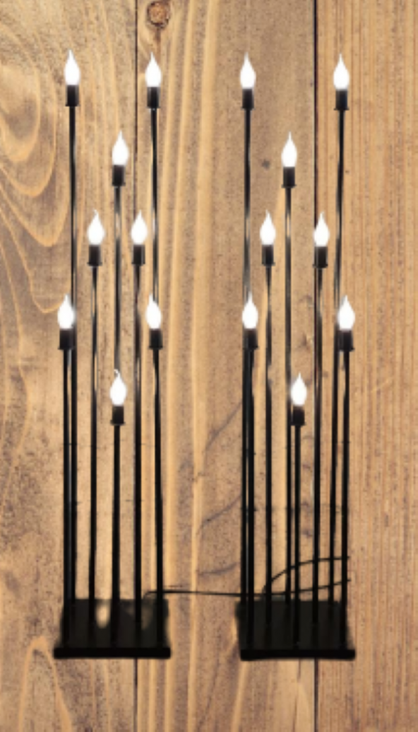 Şamdan Lambader ikili ZLF 8 Mızraklı 2 Adet Model Led Ampüllü Akrilik Siyah Boya El Yapımı - 3