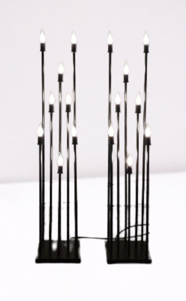 Şamdan Lambader ikili ZLF 8 Mızraklı 2 Adet Model Led Ampüllü Akrilik Siyah Boya El Yapımı - 4