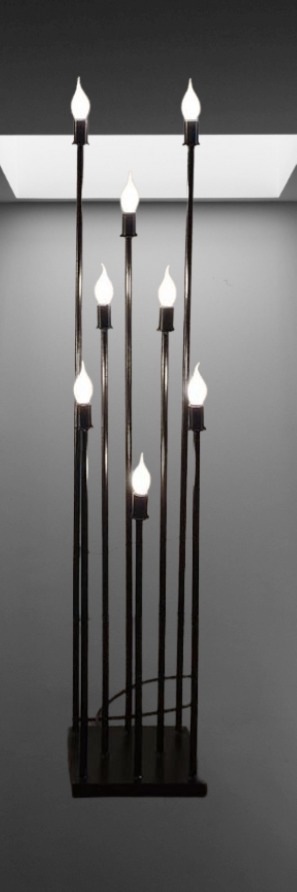 Şamdan Lambader ZLF 8 Mızraklı 1 Adet Model Led Ampüllü Akrilik Siyah Boya El Yapımı - 3