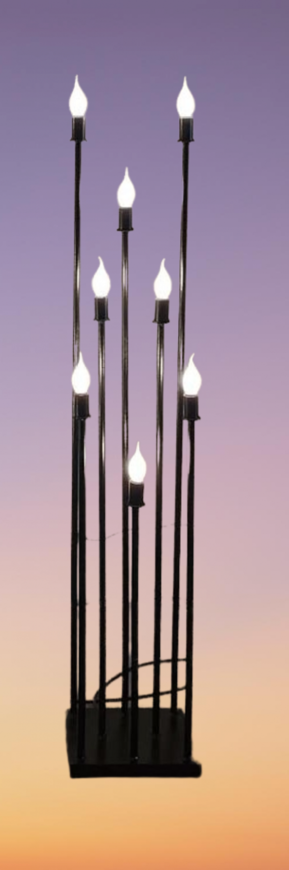 Şamdan Lambader ZLF 8 Mızraklı 1 Adet Model Led Ampüllü Akrilik Siyah Boya El Yapımı - 4