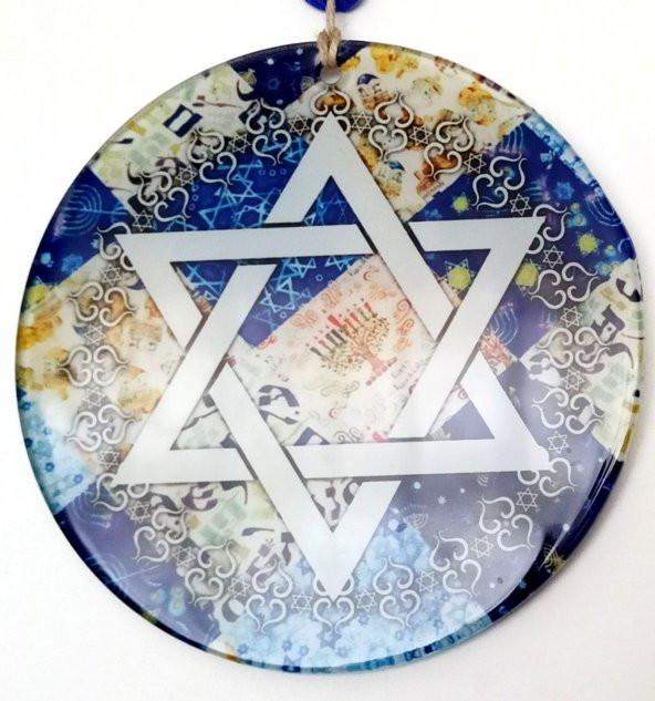 Davut Yıldızı Simgeli Füzyon Cam Duvar Süsü ürün görseli