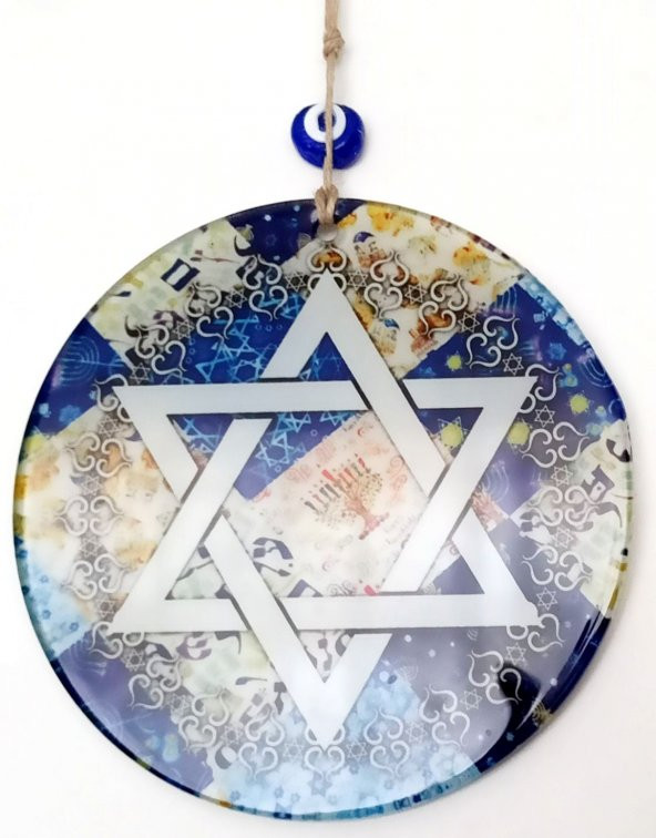 Davut Yıldızı Simgeli Füzyon Cam Duvar Süsü - Resim 2