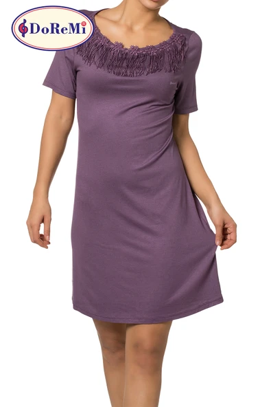 Doremi Kısa Kollu Güpürlü Gecelik - Resim 7