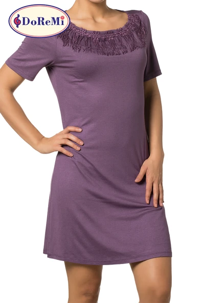 Doremi Kısa Kollu Güpürlü Gecelik - Resim 6