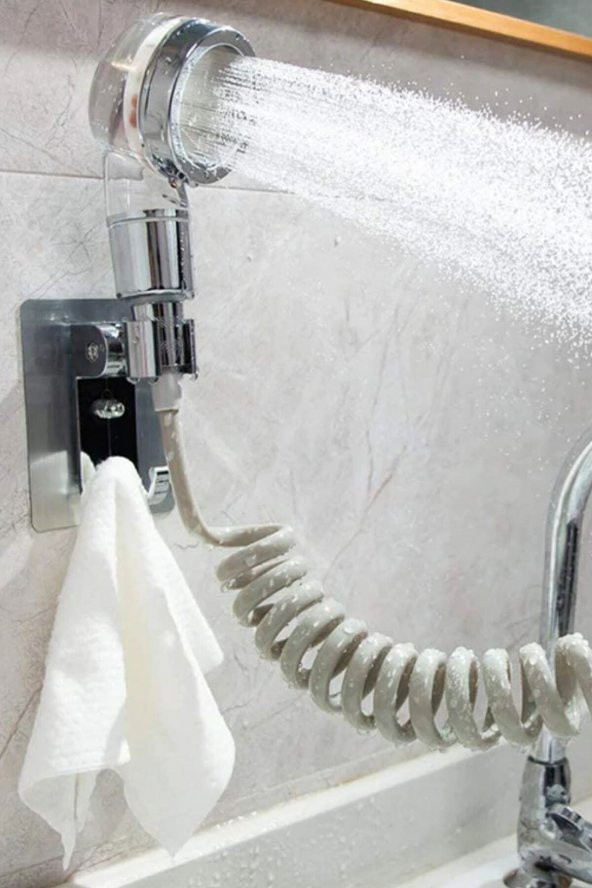 2 In 1 Spiral Hortumlu Ayarlanabilir Hareketli Banyo Mutfak Lavabo Musluk Duş Başlığı - 2