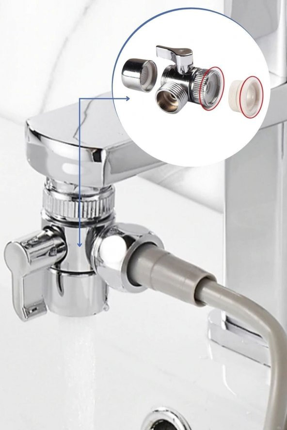 2 In 1 Spiral Hortumlu Ayarlanabilir Hareketli Banyo Mutfak Lavabo Musluk Duş Başlığı - 5