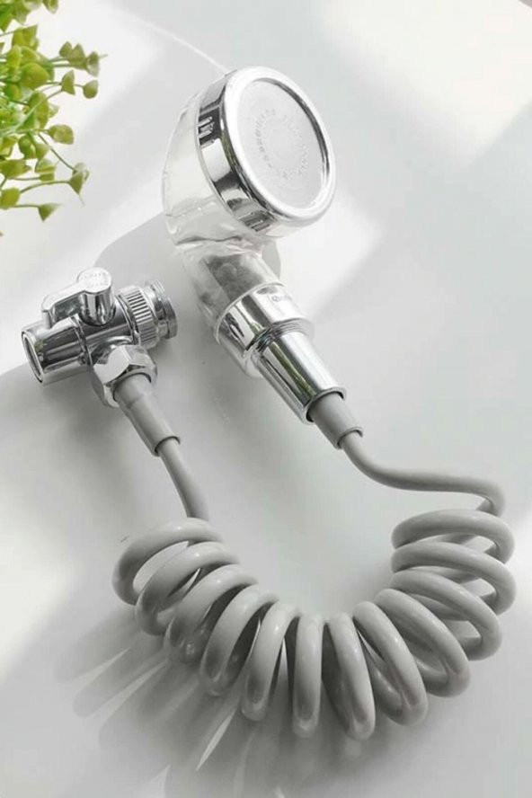 2 In 1 Spiral Hortumlu Ayarlanabilir Hareketli Banyo Mutfak Lavabo Musluk Duş Başlığı - 7