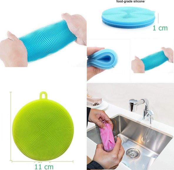 Platinum 100 Alanda Kullanım Silikon Ped 2 Adet Bulaşık Süngeri Tükenmeyen Bulaşık Süngeri - 5