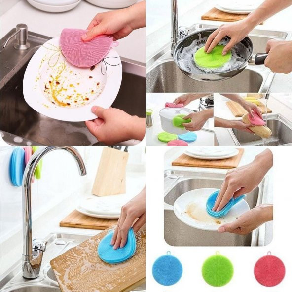 Platinum 100 Alanda Kullanım Silikon Ped 2 Adet Bulaşık Süngeri Tükenmeyen Bulaşık Süngeri - 6