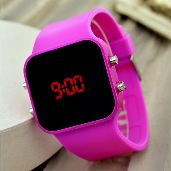 Spectrum Marka Fuşya Renk Dijital Led Çocuk Kol Saat Silikonlu Bileklik St-303675 - Resim 3