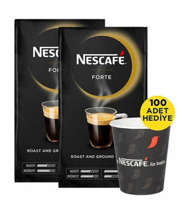Nescafe Forte Filtre Kahve 500 Gr x 2 Adet + 100 adet Karton Bardak