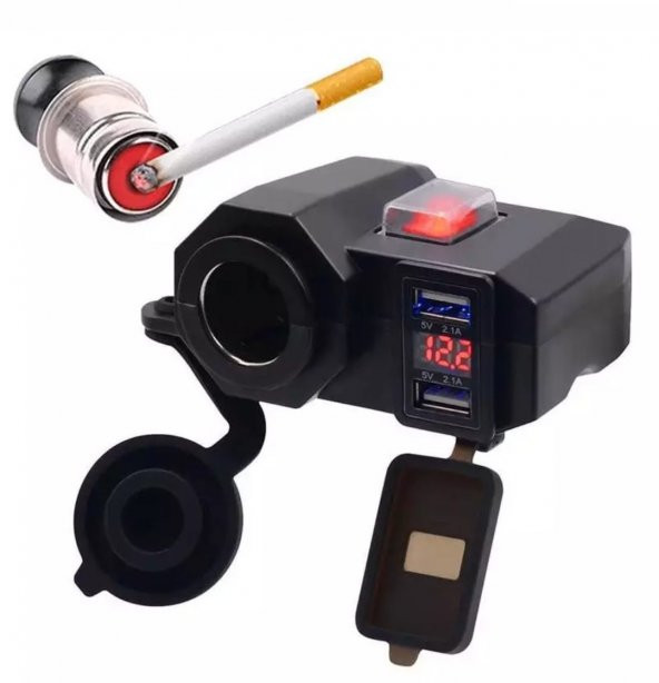 Motosiklet Usb şarj Voltmetre Çakmaklık
