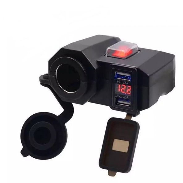 Motosiklet Çift port usb şarj / Voltmetre ve çakmak yuvası