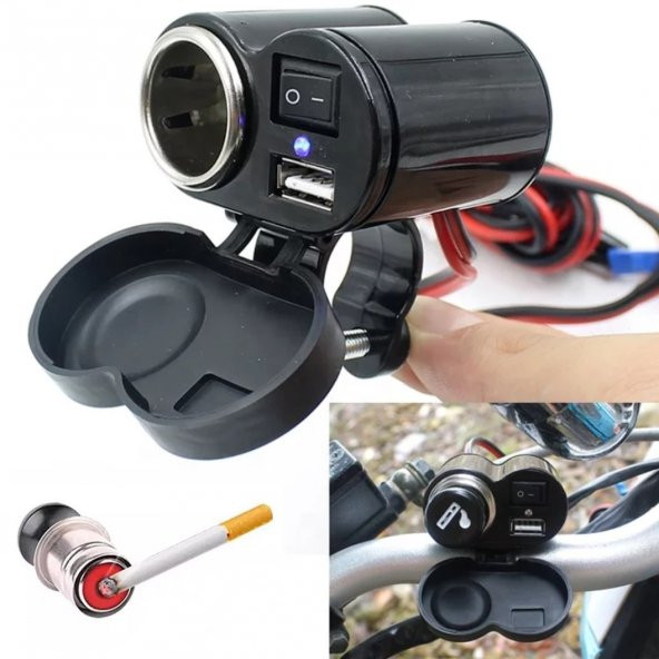 Motosiklet Çakmaklık / USB Şarj Çakmak Soketi 12V Su Geçirmez - 2