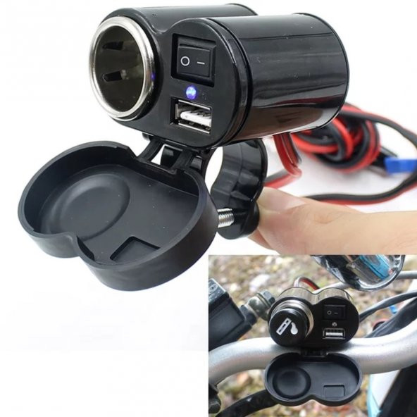 Motosiklet Çakmaklık/USB Şarj Soketi 12V Su Geçirmez - 4