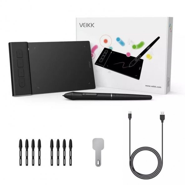 Veikk Vk430 4X3" 4 Kısayol Tuşlu Sağ/Sol El Uyumlu Taşınabilir Grafik Tablet+Kalem - 3