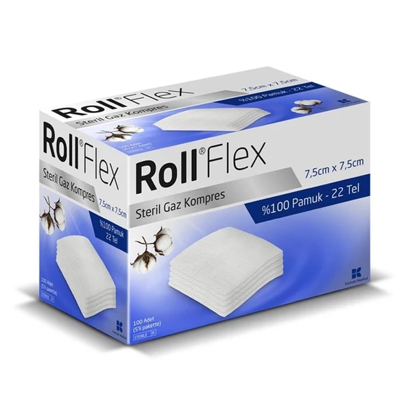 Roll flex Steril Hidrofil Gaz Bezi 7.5 x 7.5 cm 100lü