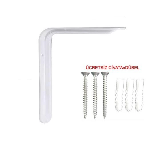 12 Adet Raf Altı Ayağı L Konsol Tüm Boyutlar - Raf Altı Kol  12x19 cm