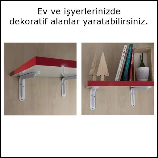 12 Adet Raf Altı Ayağı L Konsol Tüm Boyutlar - Raf Altı Kol  10x13 cm - Resim 5