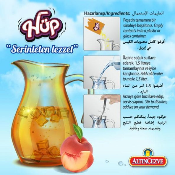 Altıncezve Hüp Şeftali Aromalı Toz İçecek 20 x 1500 ML - Resim 4