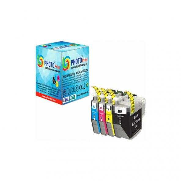Photo Print Brother MFC-J3530DW Serisi LC3719XL 4 Renk Muadil Kartuş Seti