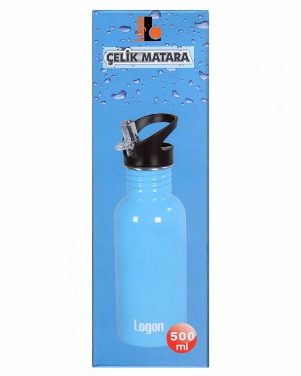 Logon Çelik Pipetli Matara Mavi 500 ml LGL173