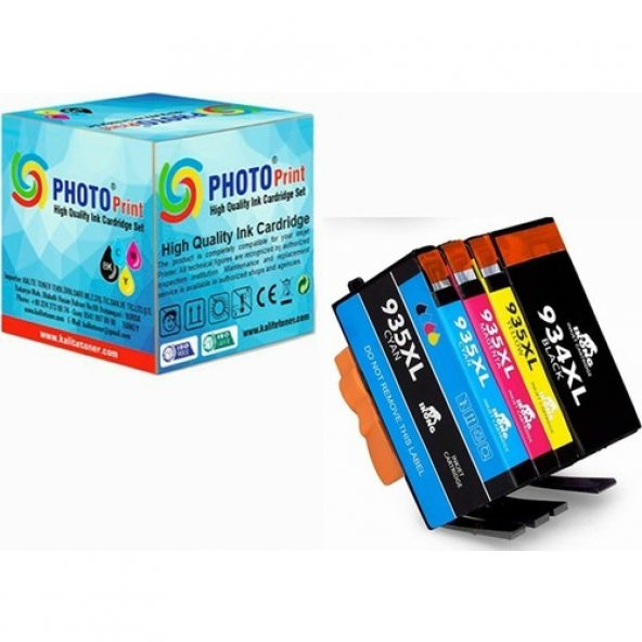 Photo Print Officejet Pro 6239 Muadil Kartuş Set 4 Renk Takım 934XL/935XL