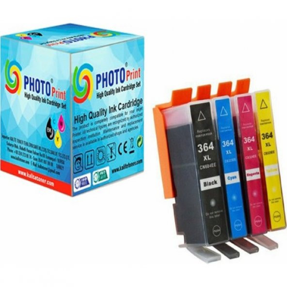 Photo Print Premium C309G Yazıcı Kartuş Set 4 Renk Takım Muadil Yüksek Kapasite 364XL