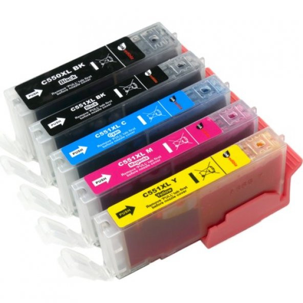 Xplus Canon Pixma MG7550 Kartuş Set 5 Renk Takım Muadil Yüksek Kapasite 550XL-551XL