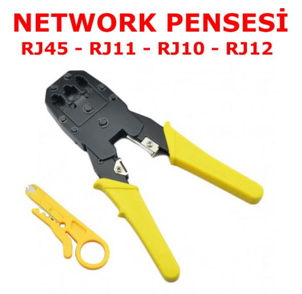 Network Pensesi Rj45 Ethernet Çakma Sıkma Pensesi + Kablo Soyucu
