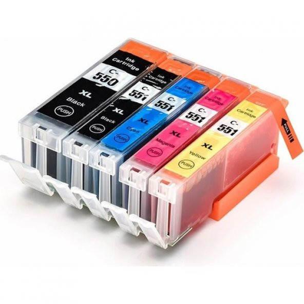 Photo Print Canon Pixma MG6350 Kartuş Set 5 Renk Takım Muadil Yüksek Kapasite 550XL-551XL