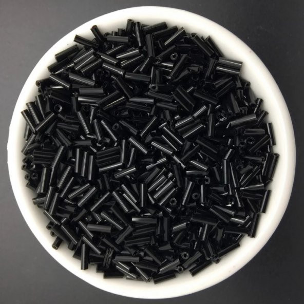 200 Adet Siyah Cam Boru Boncuk Takı Malzemesi