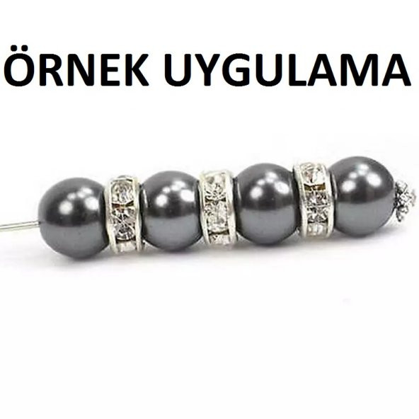 40 Adet Gümüş Renk Rondela Kristal Taşlı Boncuk 5.5 mm - 4