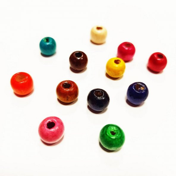 200 Adet 9x10 mm Ahşap Boncuk Karışık Renkli Takı Malzemesi - Resim 2