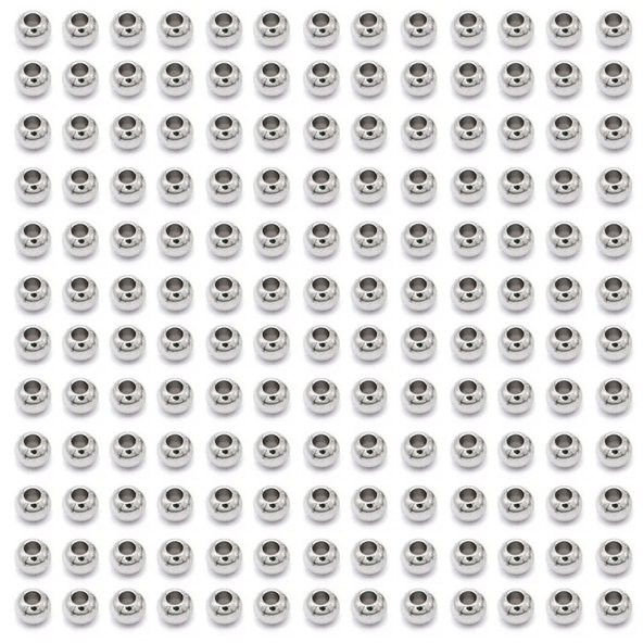 300 Adet 3 mm Nikel Renk Metal Top Boncuk Yuvarlak Boncuk Takı Boncuğu - 2