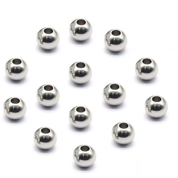 300 Adet 3 mm Nikel Renk Metal Top Boncuk Yuvarlak Boncuk Takı Boncuğu - 3