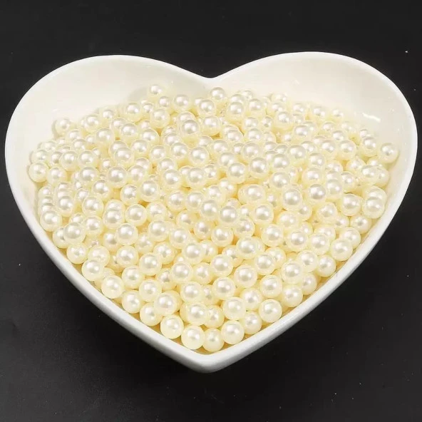 300 Adet 6 mm Plastik Krem Renk İnci Boncuk Takı Malzemeleri