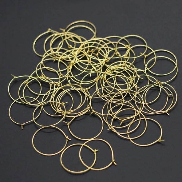 20 mm Altın Renk Kaplamalı Halka Küpe Takı Malzemesi 20 Adet - 2