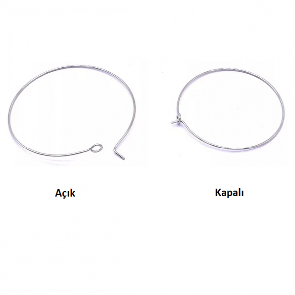 20 mm Nikel Renk Halka Küpe Takı Malzemesi 20 Adet - 3