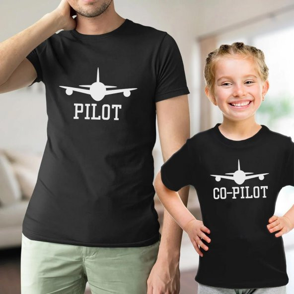 Pilot Co-pilot Baba Oğul Kombini Tişört Giyim - 1
