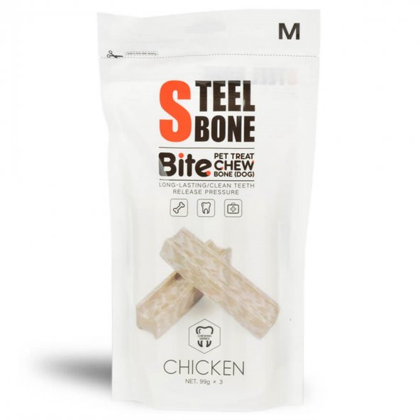 Steel Bone Dental Tavuklu Diş Kemiği Medium 99gr 3 adet - 2