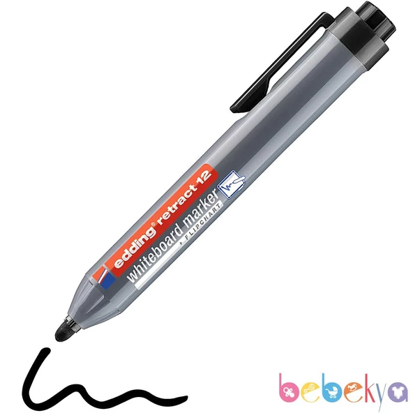 Edding BASMALI Silinebilir Beyaz Tahta Kalemi Edding 366 SİYAH Flipchart Kalemi Sunum Kalemi - 2