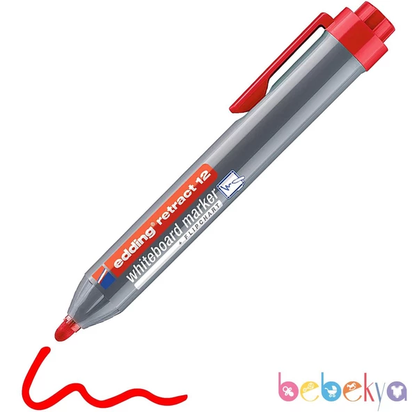 Edding BASMALI Silinebilir Beyaz Tahta Kalemi Edding 366 KIRMIZI Flipchart Kalemi Sunum Kalemi - 2