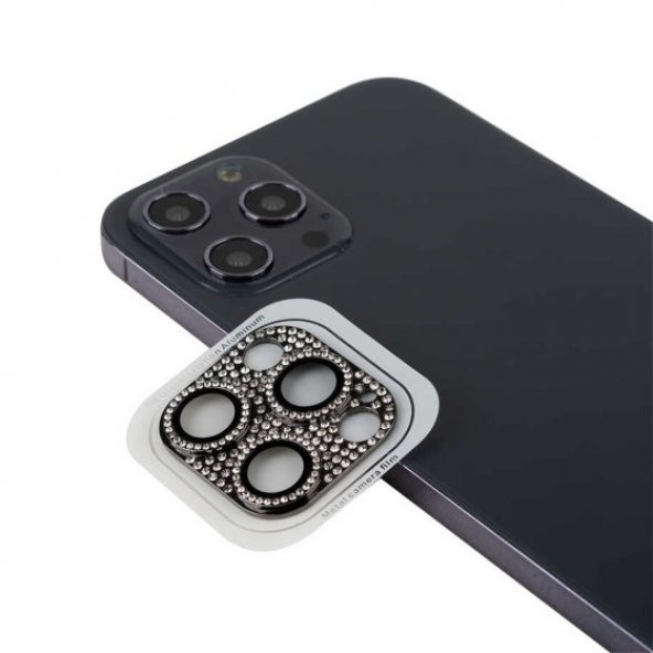 Apple iPhone 13 Pro Max Parıldayan Taşlı Kamera Lens Koruyucu CL-08